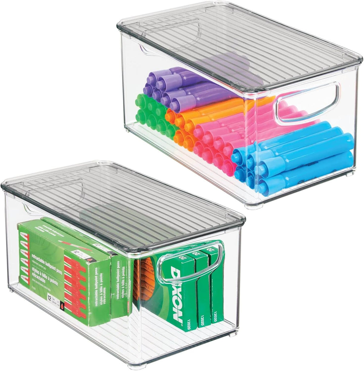 Clear Plastic Storage Bin Box with Lid, 2 Pack F778153