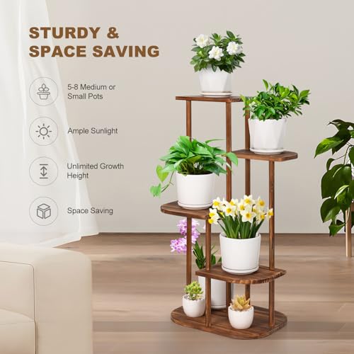 5 Tier Wood Plant Stand L836206