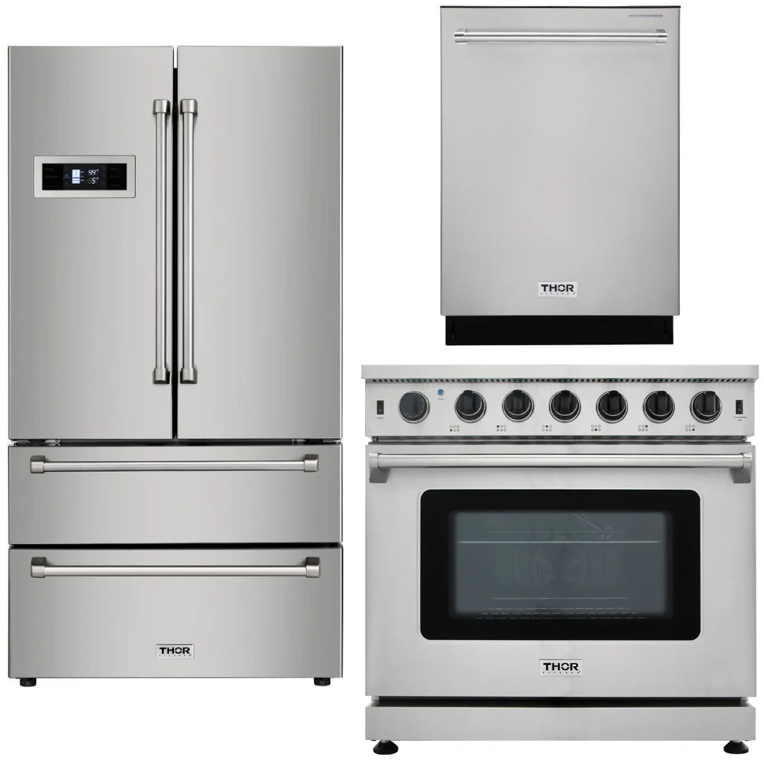 36 in. Liquid Propane Range, Refrigerator, Dishwasher J151
