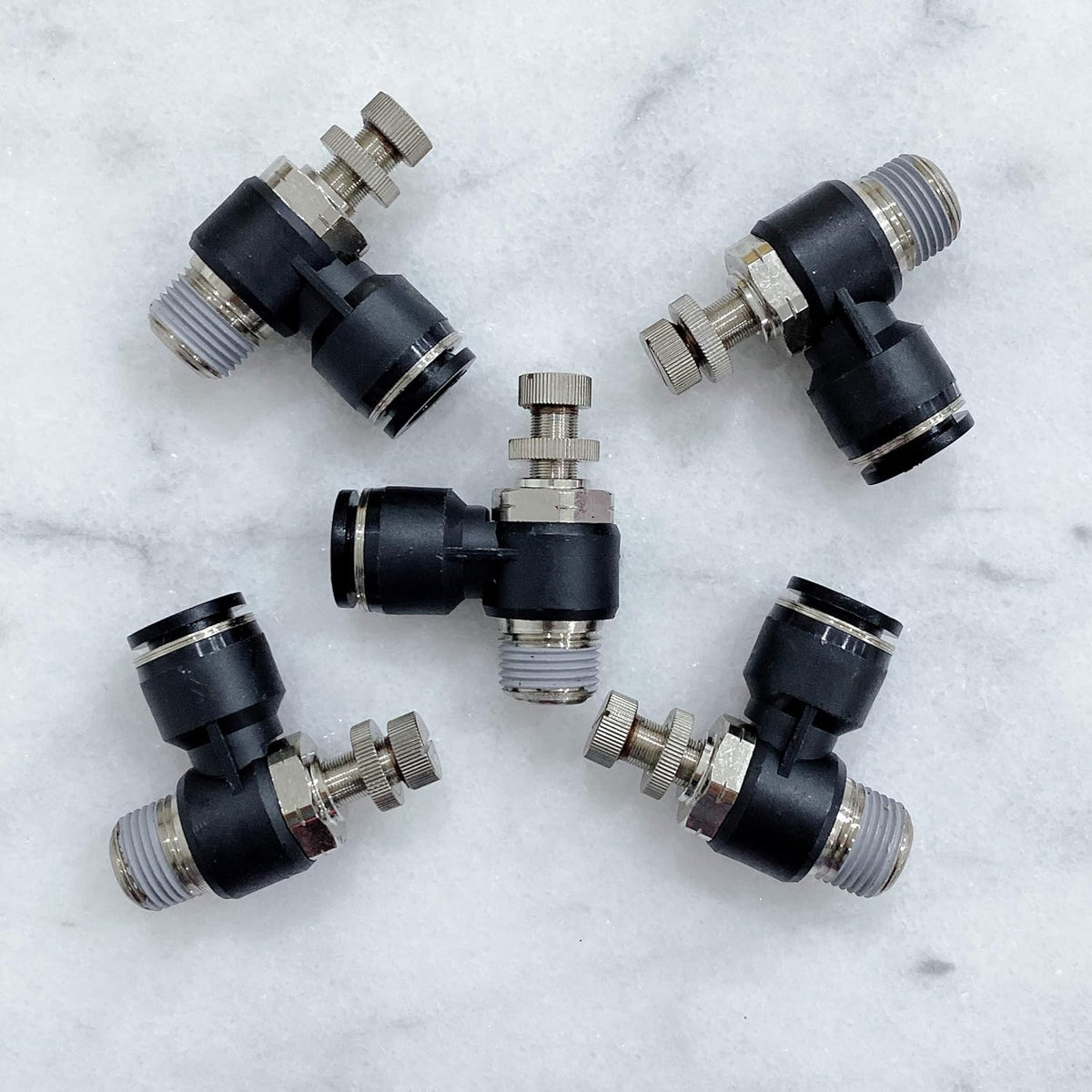 Pneumatic Speed Controller Elbow 1/2 Tube OD x 1/2 NPT Thread Air Push to Connect Fittings (Pack of 5) Q43006