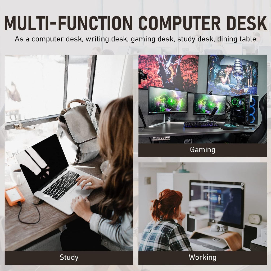 Black Wood and Metal Computer Desk D32052