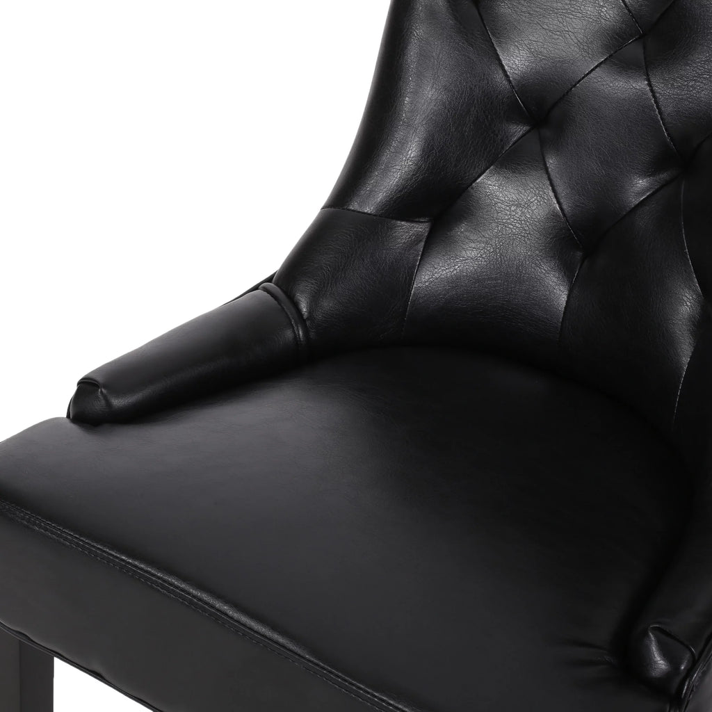 Faux Leather Dining Chairs, Set of 2, Midnight Black T1248