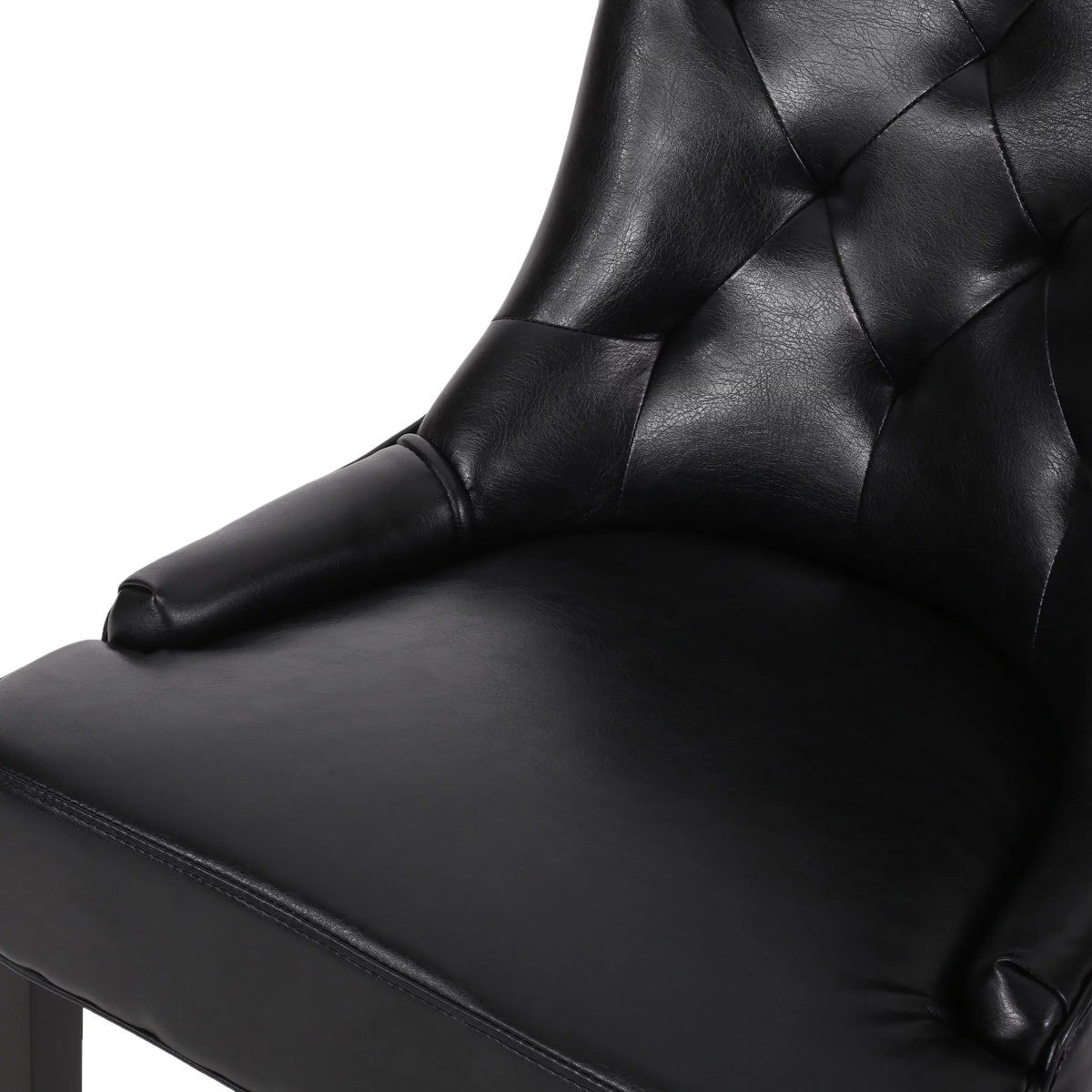 Faux Leather Dining Chairs, Set of 2, Midnight Black T1248