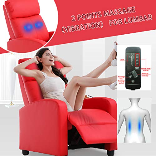 Black Recliner Chair with 2 Point Massage and Lumbar Support K5698