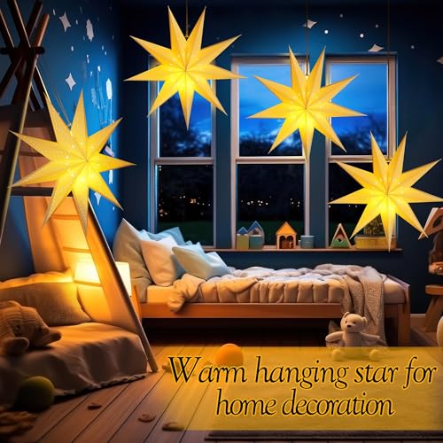 4 Pack 24 Inch Paper Star Lantern with 50 LEDs D4554