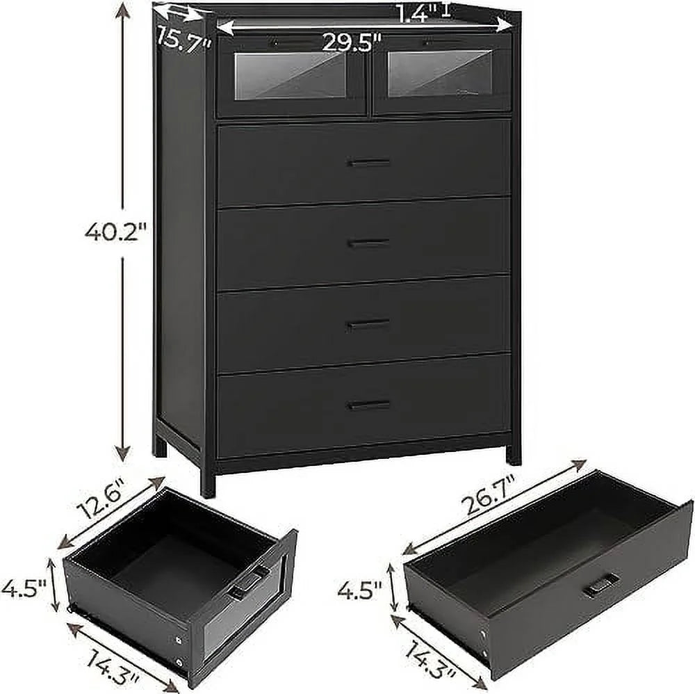 6 Drawer Wooden Dresser with LED Lights F8213