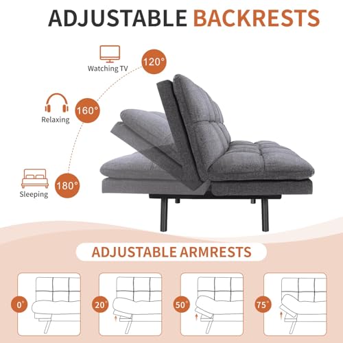 Black Memory Foam Convertible Sofa Bed O9098
