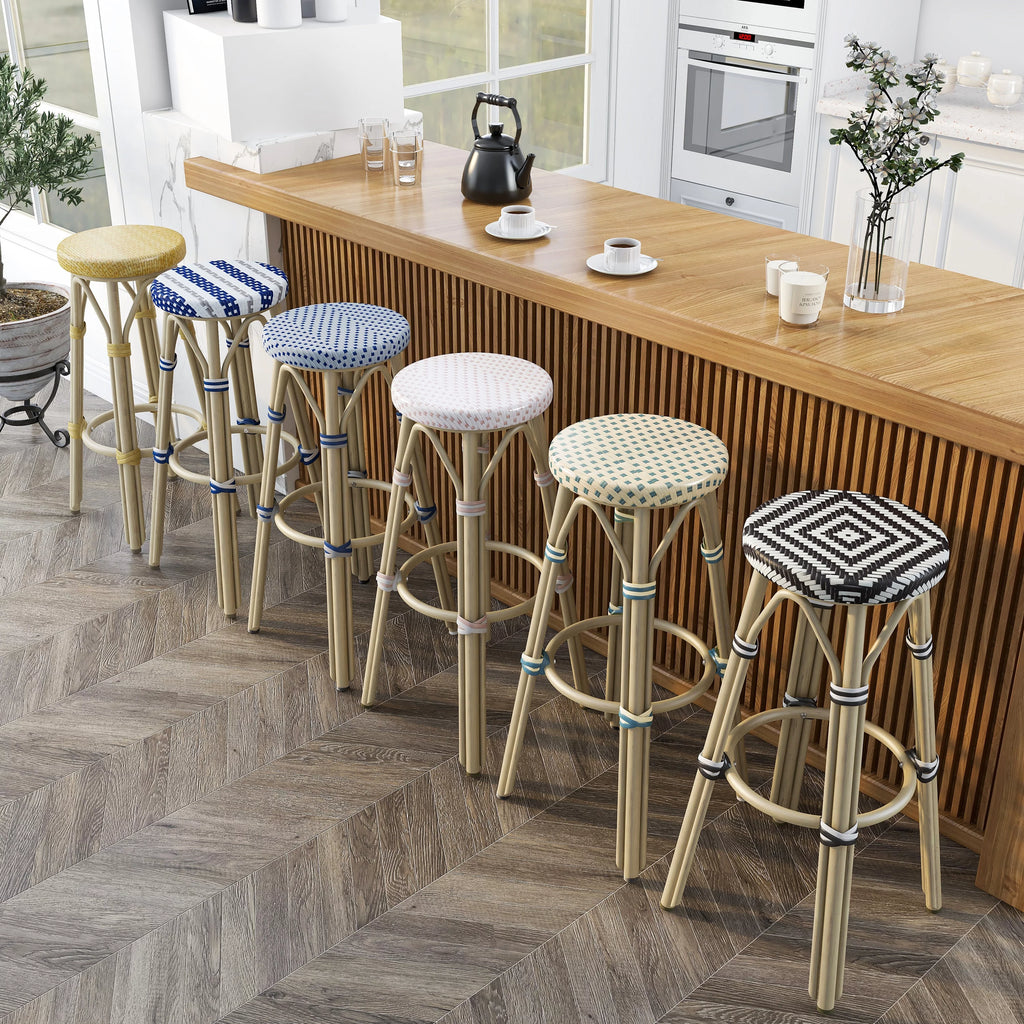 Round Wicker Patio Stools Set of 2 G946