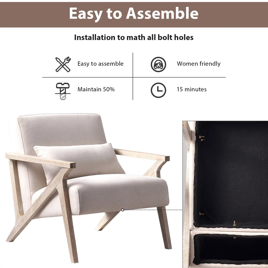 Beige Mid Century Accent Chair K592