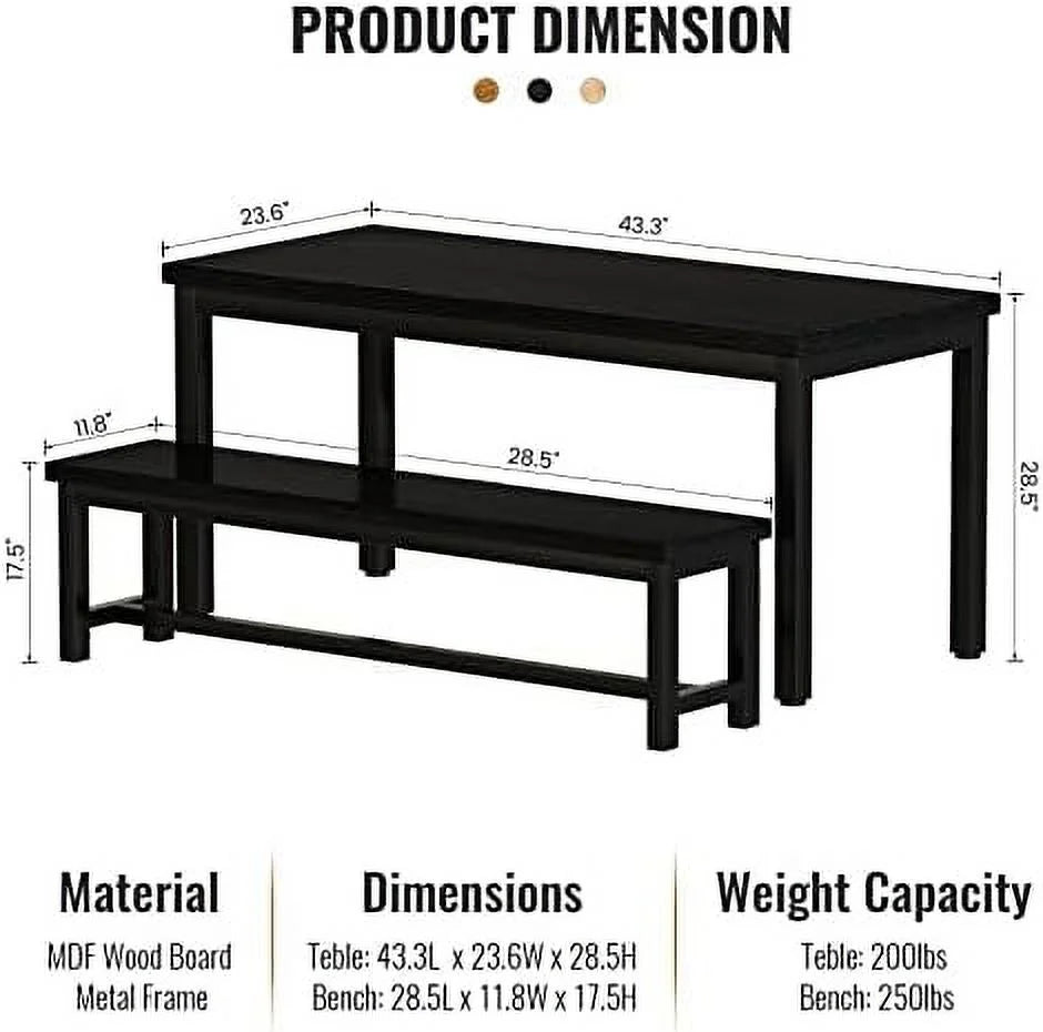 Black 4 Person Space Saving Kitchen Table Set with Rack M45531