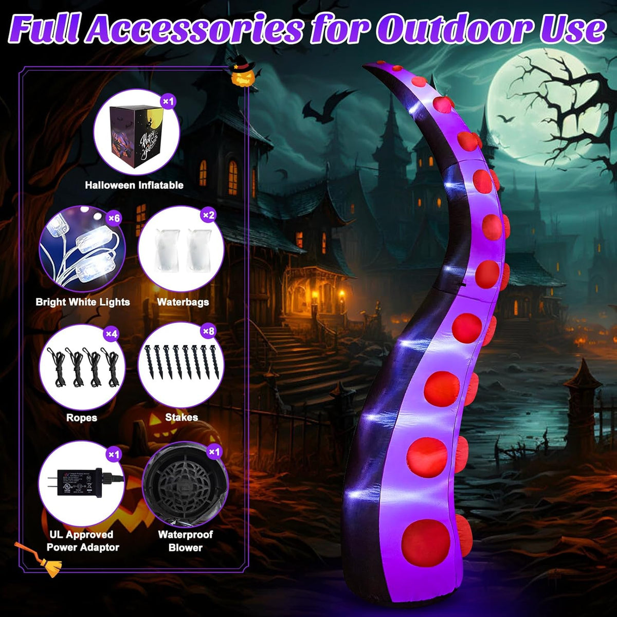 14 FT Huge Halloween Inflatables Octopus Tentacles Built-in LED Lights Inflatable Yard Decoration R2528