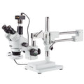 7X-90X Simul-Focal Boom Stereo Microscope with Fluorescent Light and 3MP Camera L2132