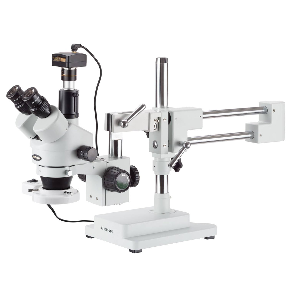 7X-90X Simul-Focal Boom Stereo Microscope with Fluorescent Light and 3MP Camera L2132