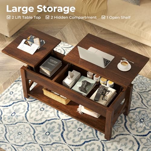 Black 47.2" Lift Top Coffee Table with Hidden Compartment A277532