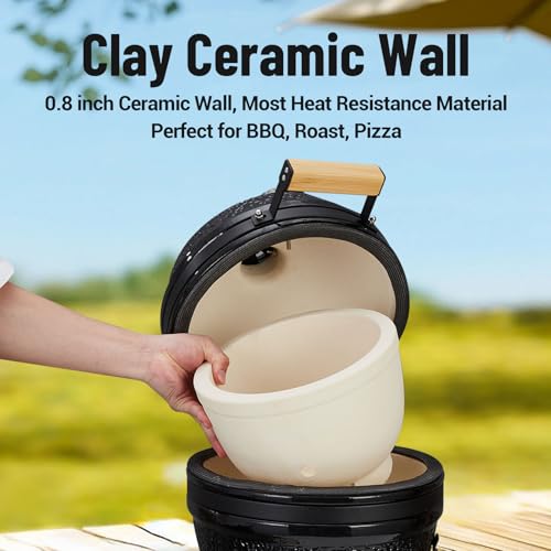 13-Inch Portable Ceramic Charcoal Grill with Stand V79997