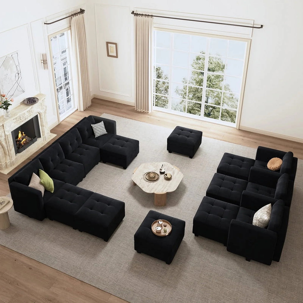 Black Velvet Armless Chair with Storage U57825