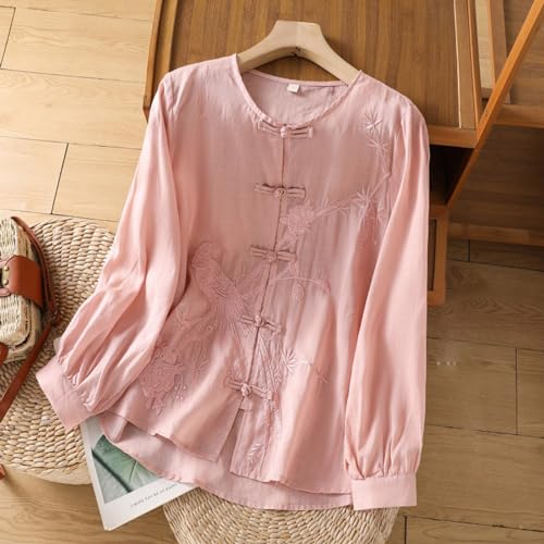 Women's Linen Long Sleeve Solid Color Blouse R9488