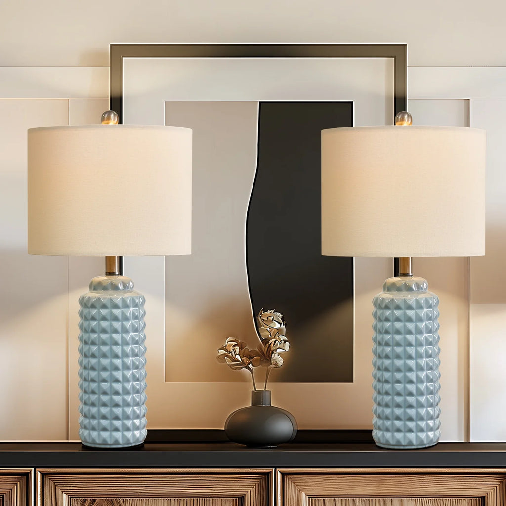 Light Blue 24.5" Ceramic Table Lamp Set of 2 Z18752
