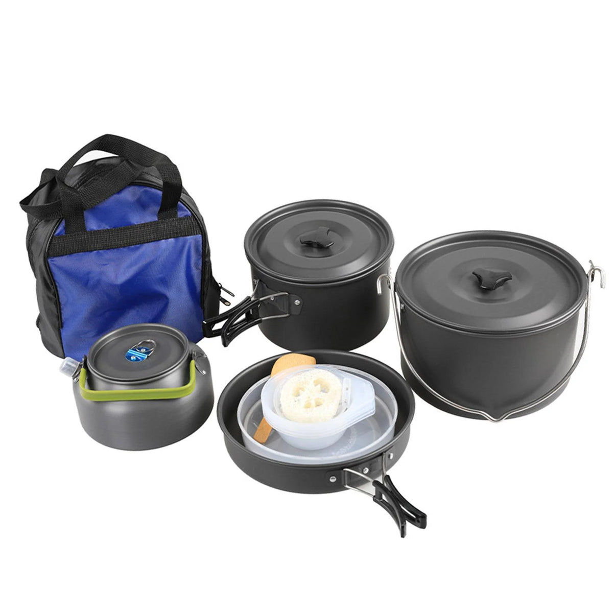 Portable Aluminum Camping Cookware Set with Teapot and Pan R1935