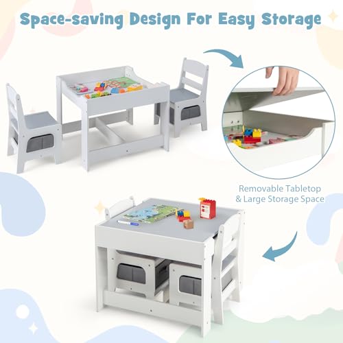 Pink Kids Table and Chair Set with Storage O89029