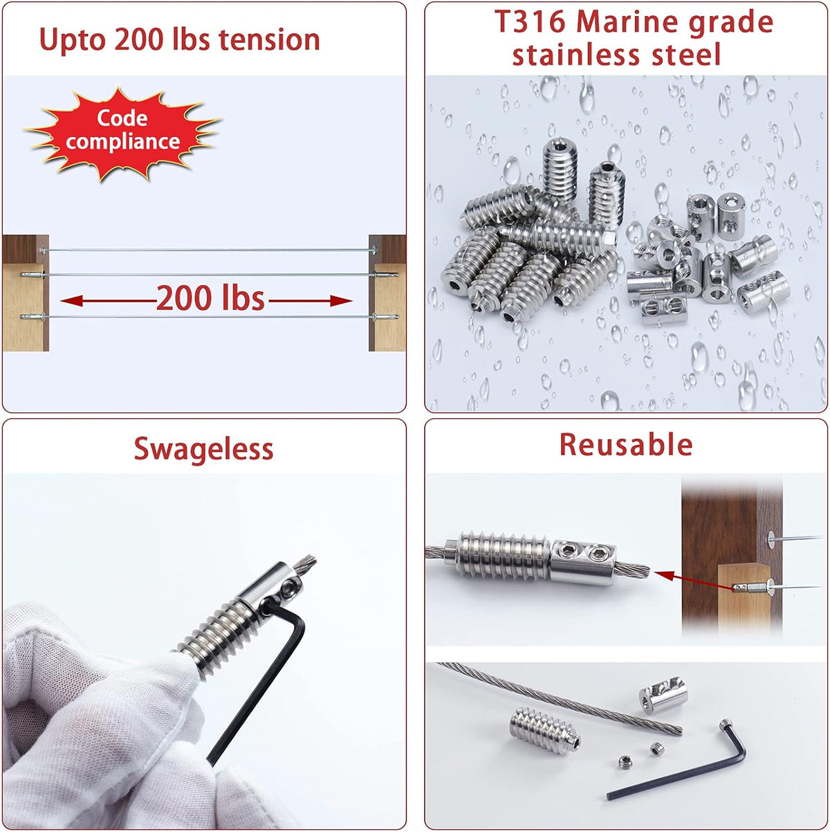 5/32 Cable Railing Kit with Protective Sleeve T316 Stainless Steel X868468