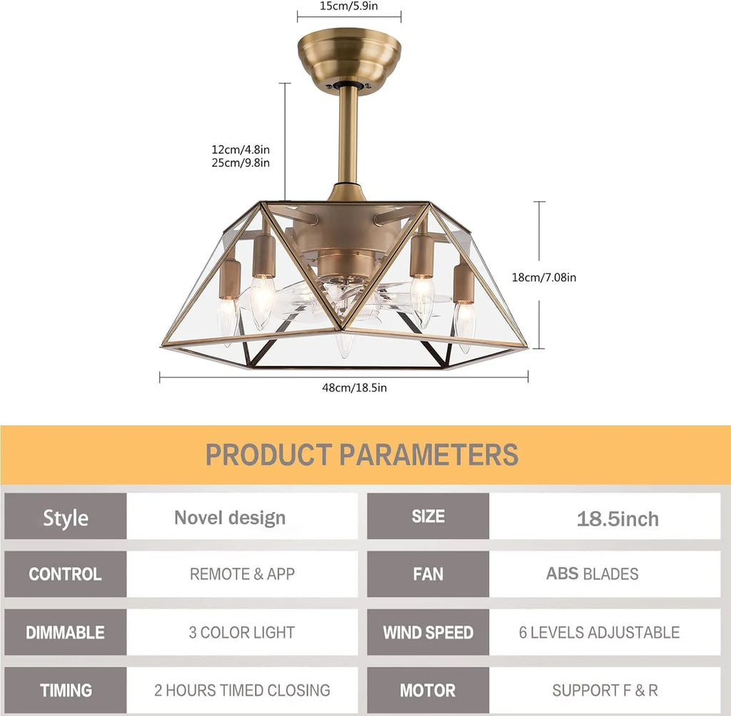 18.5'' Caged Ceiling Fan with Lights Remote Control G834466