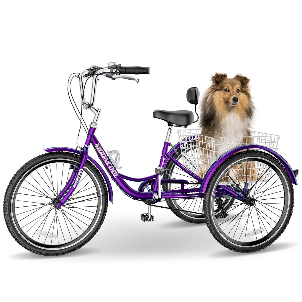 Cyan 26 inch 7-Speed Adult Tricycle with Basket A98222