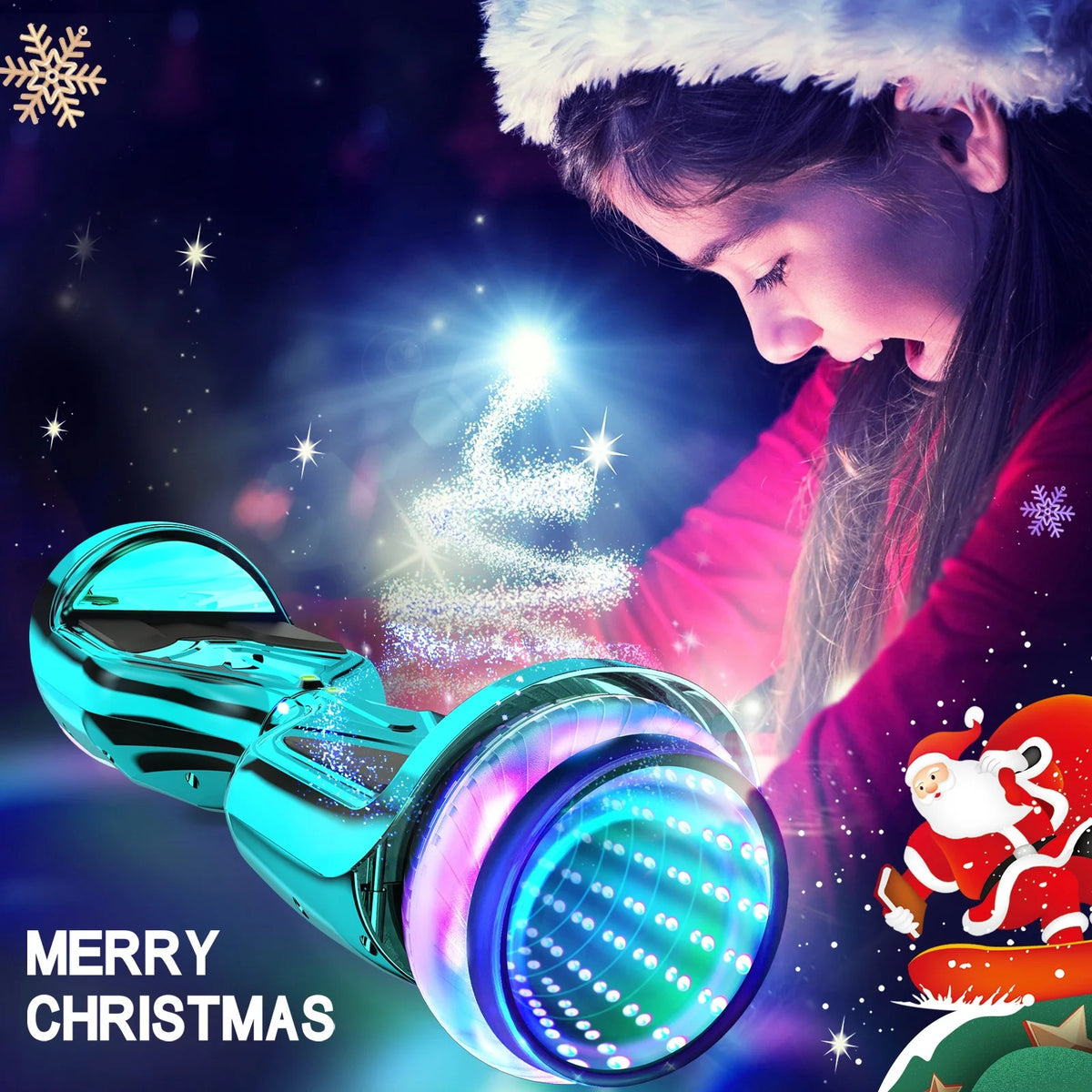 Bluetooth Hoverboard with LED Lights, All Terrain 6.5 inch Two Wheels Electric Scooter T732486