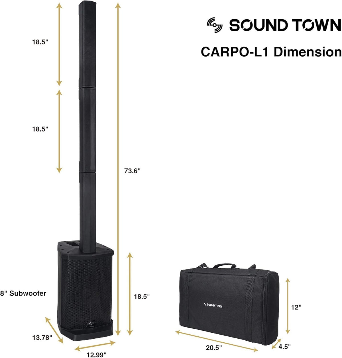 White Pair of Passive Wall-Mount Column Mini Line Array Speakers with 4 x 5” Woofers C669