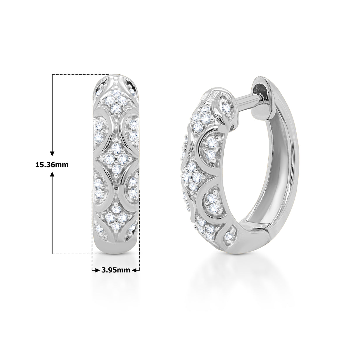 18K White Gold Plated Hoop Earrings W66592