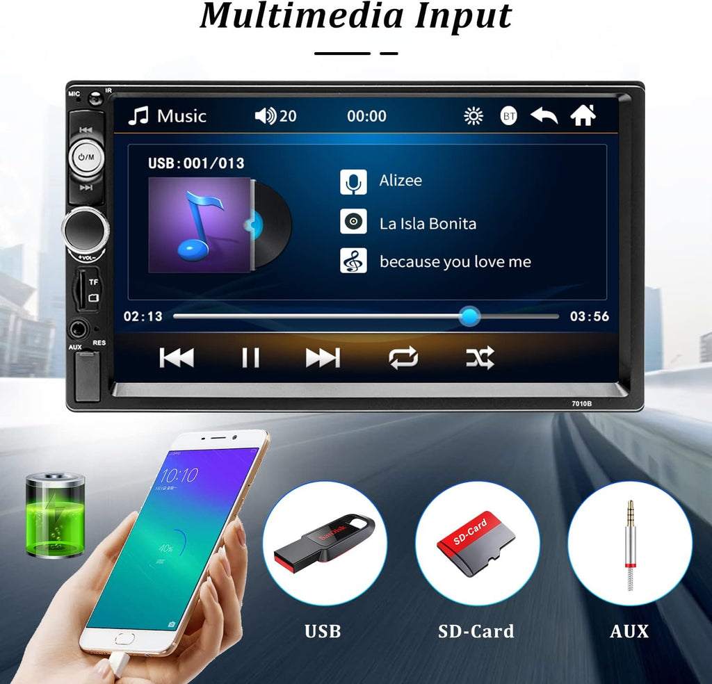 7 Inch Double Din Car Stereo with Bluetooth Touch Screen Car Radio MP5 Player O796492
