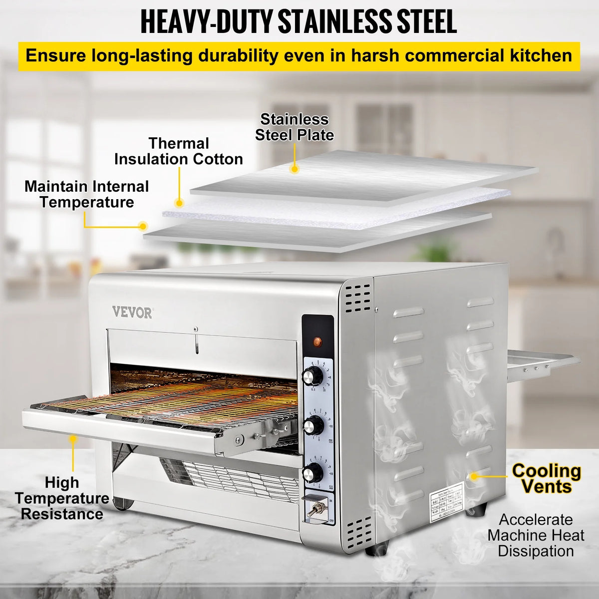 Stainless Steel Countertop Conveyor Pizza Oven for 14" Pizza M106872