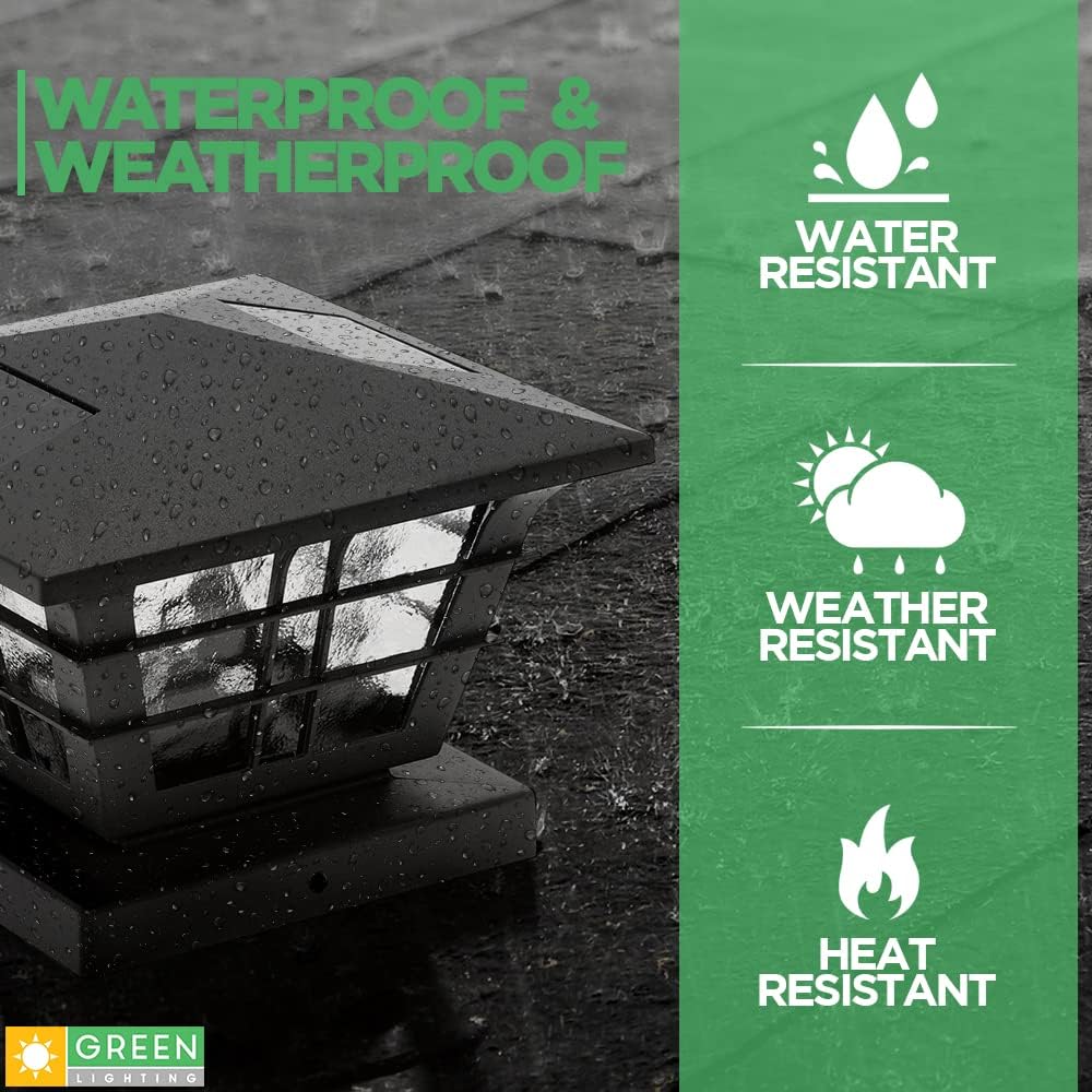 12 Pack Black Solar Powered Post Cap Light R77824