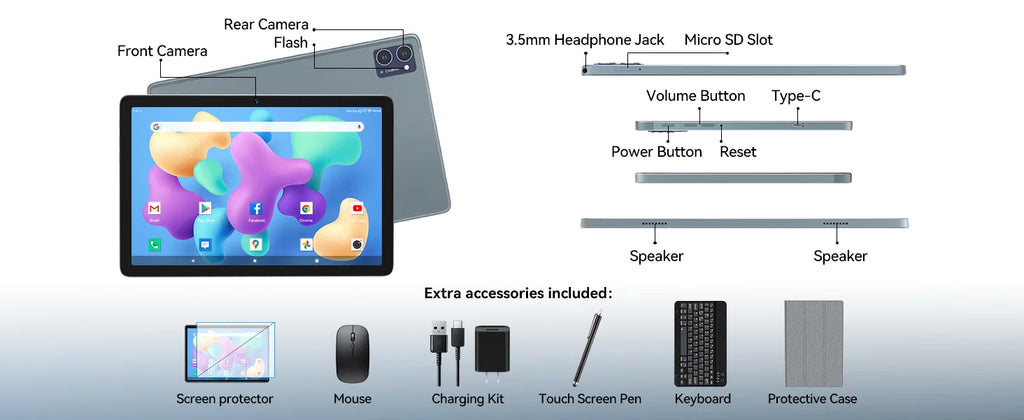 10.1 inch 128GB Android 12 Tablet with Keyboard N764972