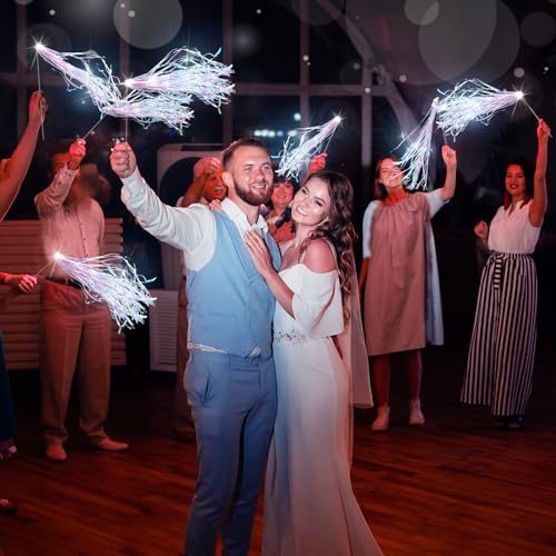 24 Pcs Lighted Wedding Wands White Tinsel L206