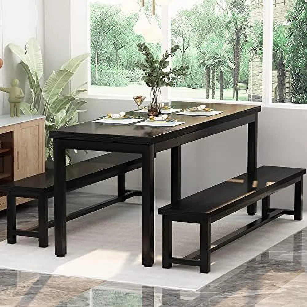 Black 4 Person Space Saving Kitchen Table Set with Rack M45531