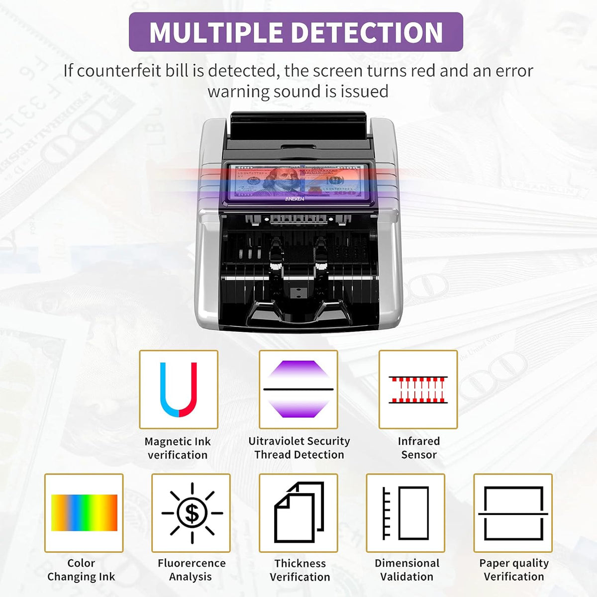 Money Counter Machine with Value Count and Counterfeit Detection R78852