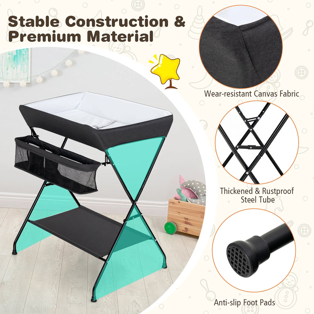 Folding Baby Changing Table with Storage Black W39839