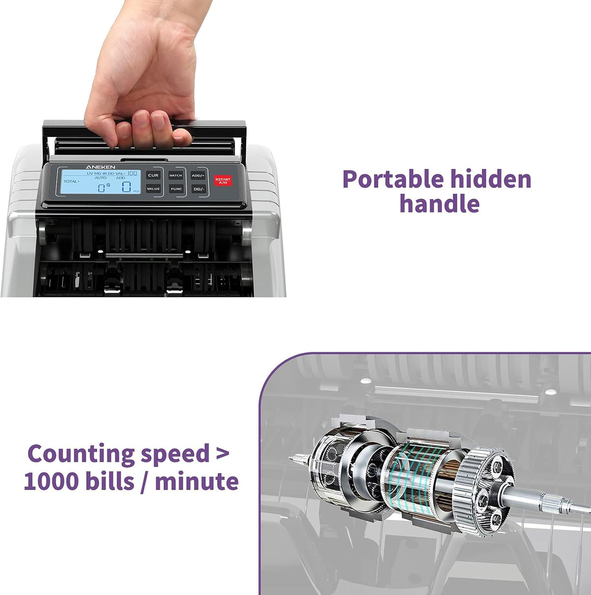 Money Counter Machine with Value Count and Counterfeit Detection R78852