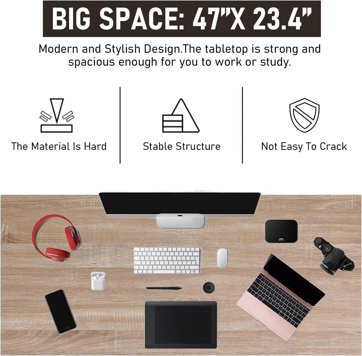 Black Wood and Metal Computer Desk D32052