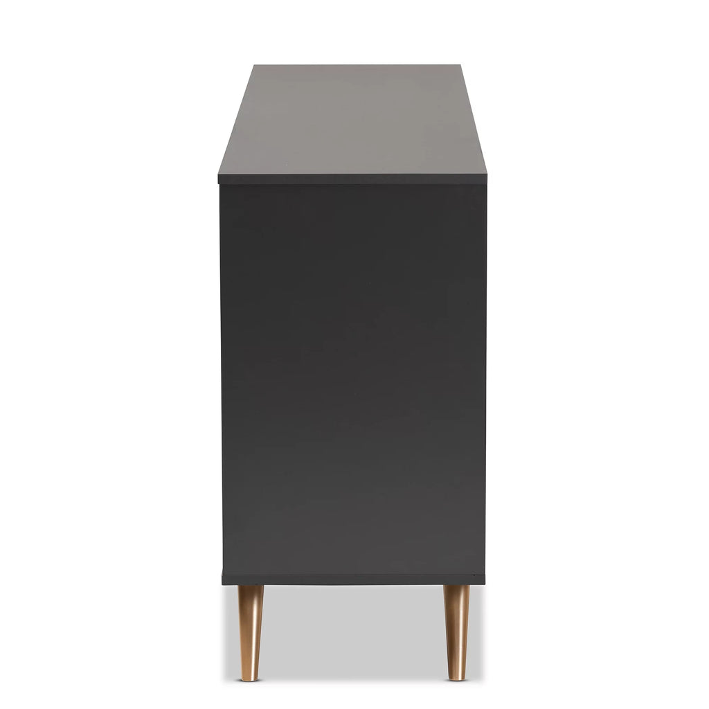 Dark Grey Gold Wood 6-Drawer Dresser V1097