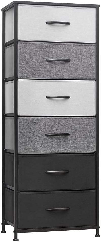 Gray 6 Drawer Fabric Storage Tower F985