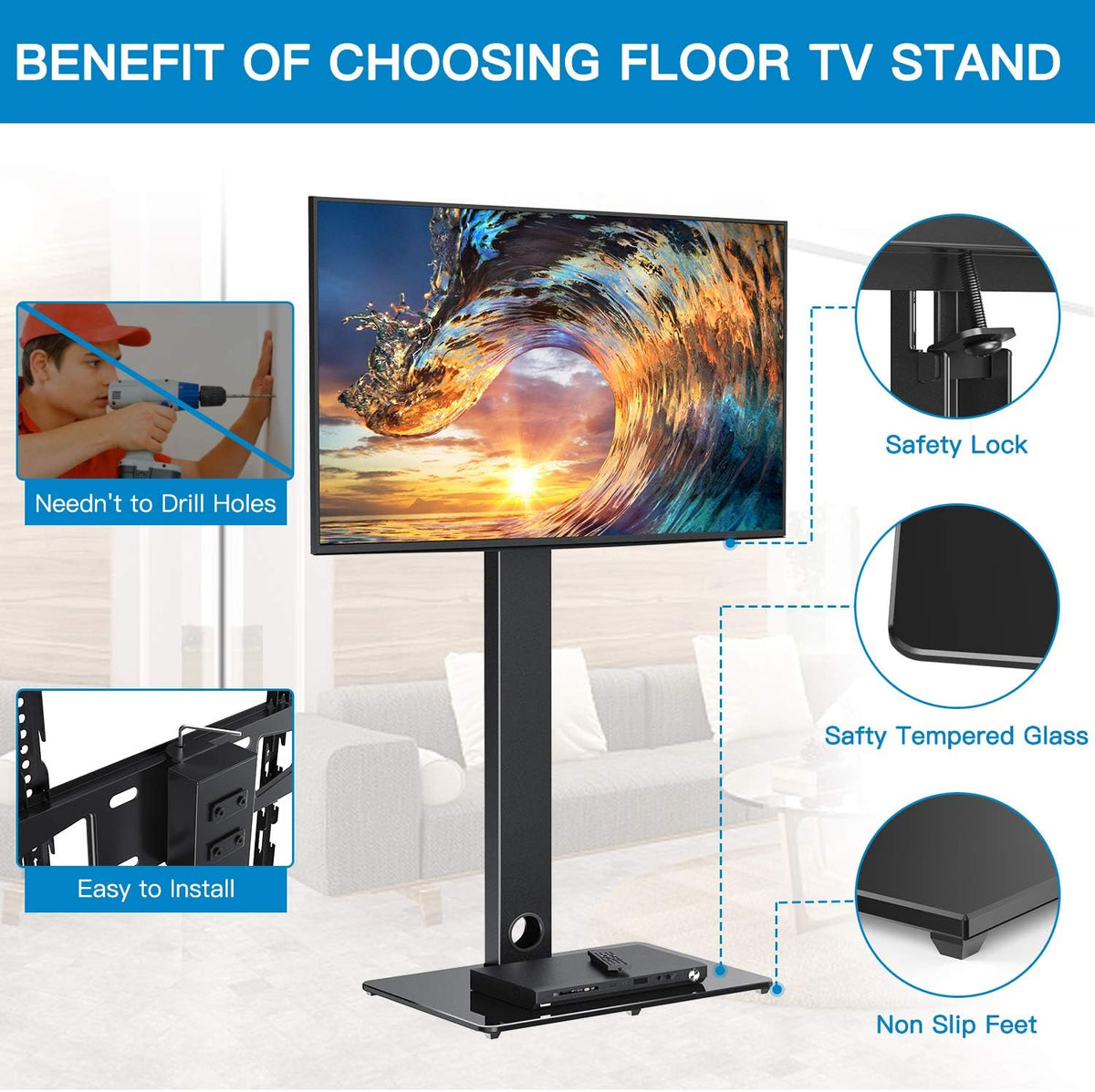 Universal Floor TV Stand with Swivel Mount for 32-65 inch TVs M832893
