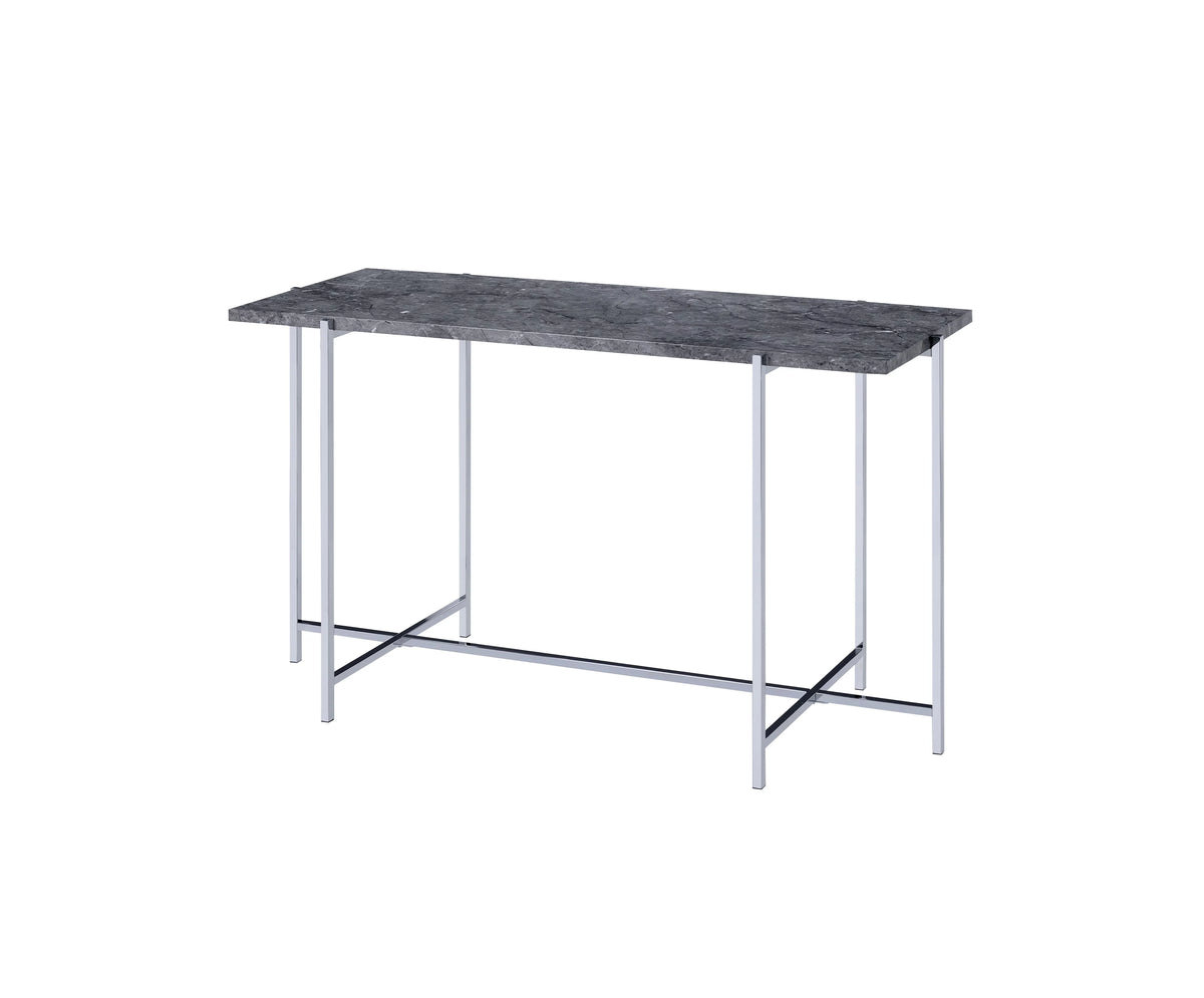 Sofa Table, Faux Marble & Chrome V646
