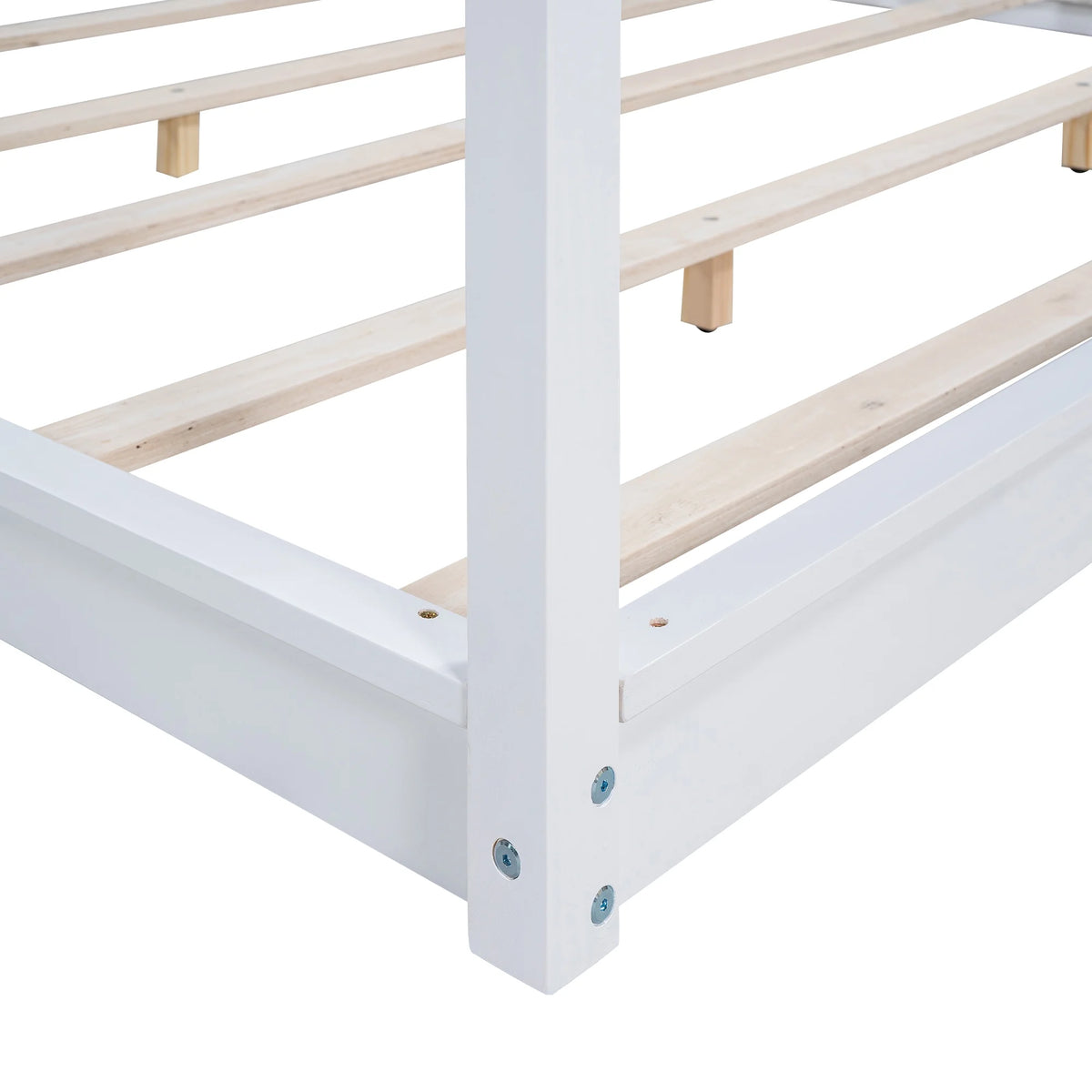 White Pine Wood Queen Size Canopy Platform Bed A325920