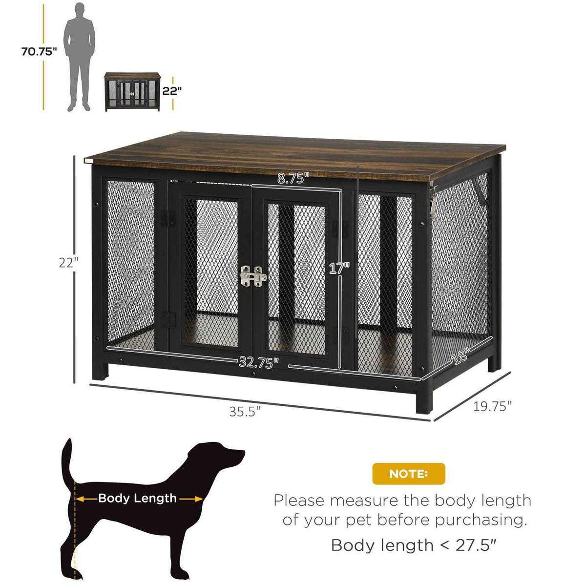 Furniture Style Dog Crate with Openable Top Y75816