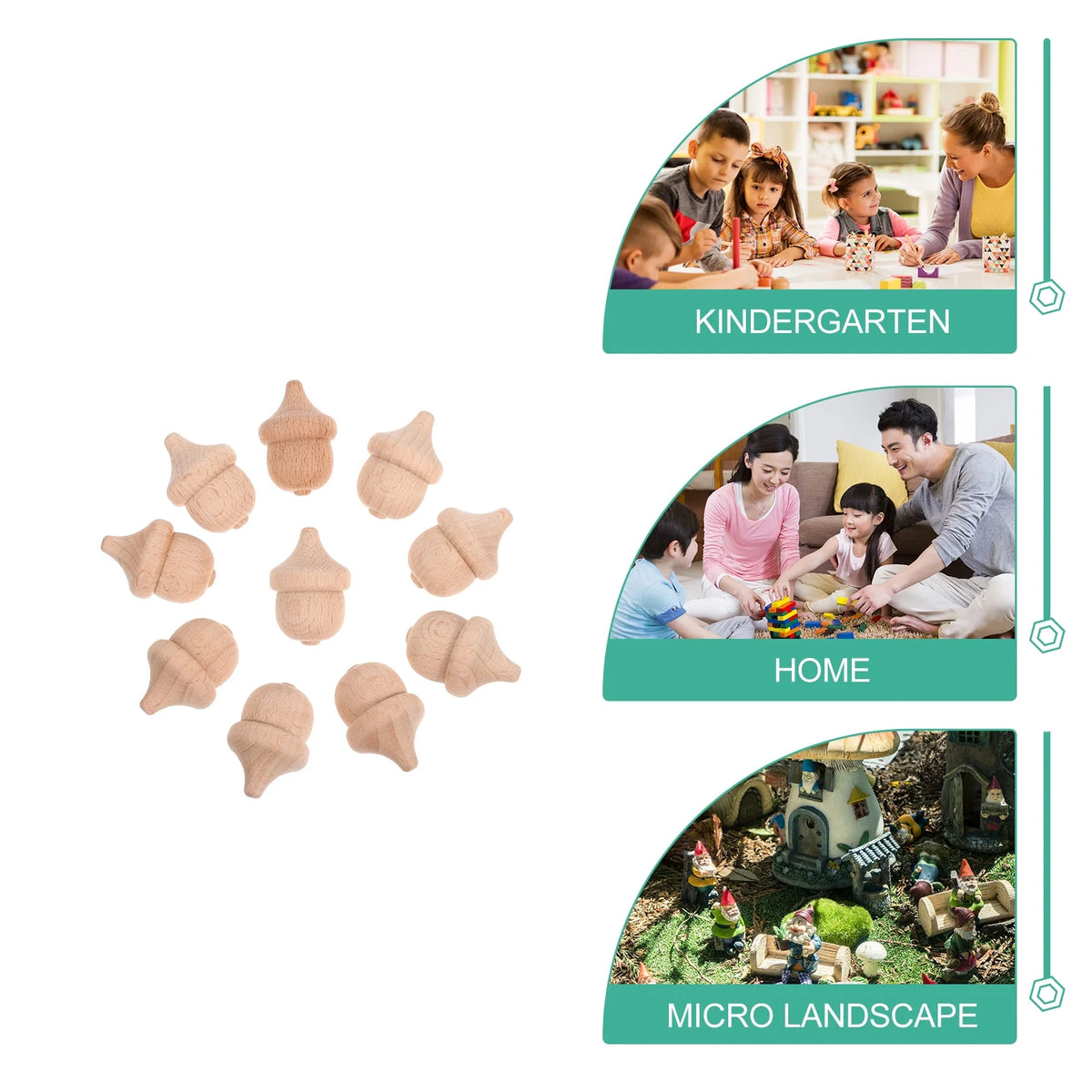 20 Pcs Wooden Acorn Painting Toys DIY Figures K5441