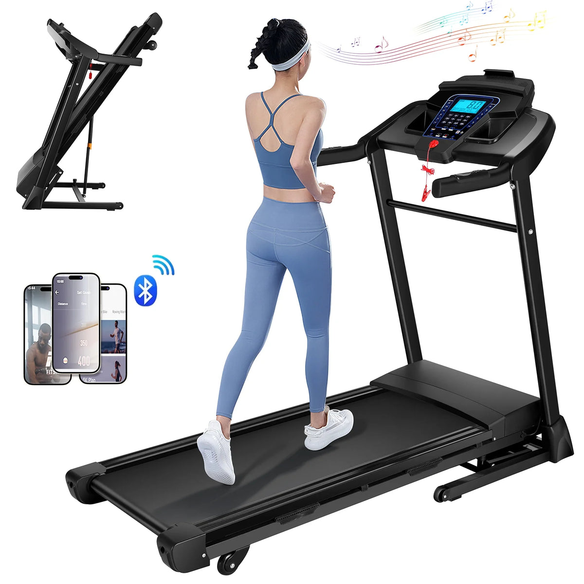 3.25 HP Folding Treadmill with 15 Level Auto Incline G209886