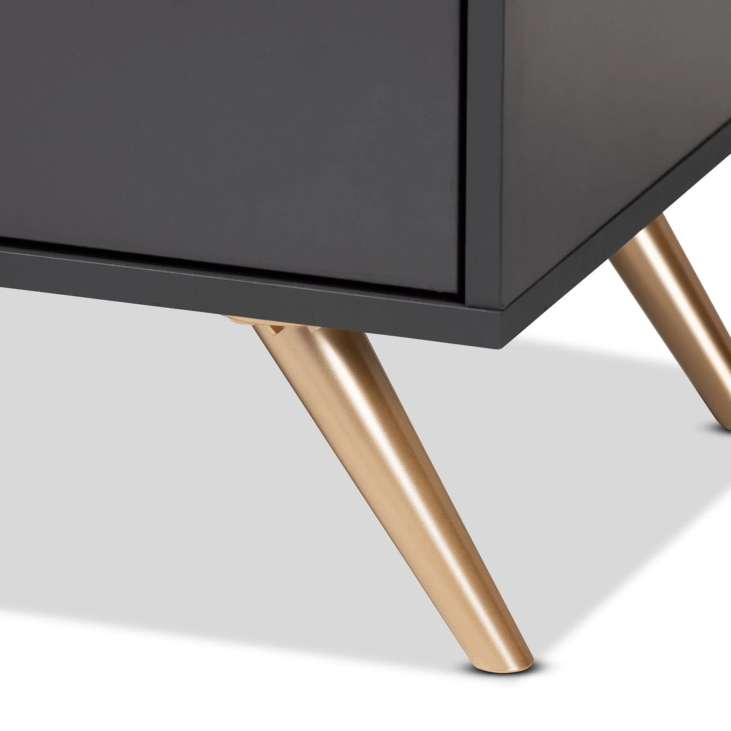 Dark Grey Gold Wood 6-Drawer Dresser V1097