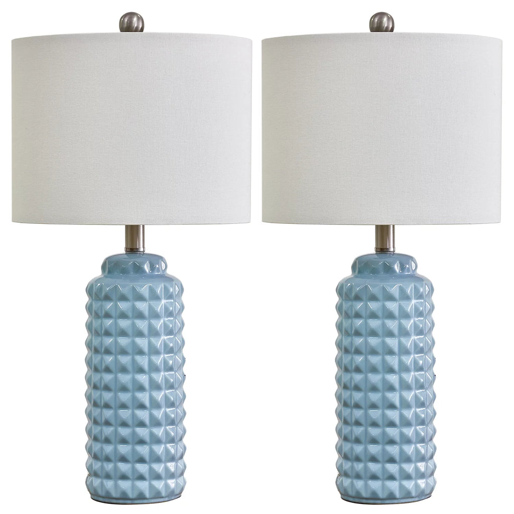 Light Blue 24.5" Ceramic Table Lamp Set of 2 Z18752